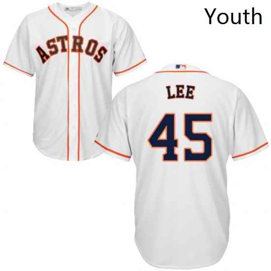 Youth Majestic Houston Astros 45 Carlos Lee Authentic White Home Cool Base MLB Jersey